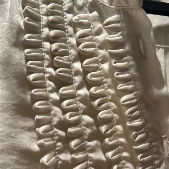 Cream Ruffled Bib Collar Blouse satin - Picture 2 of 5